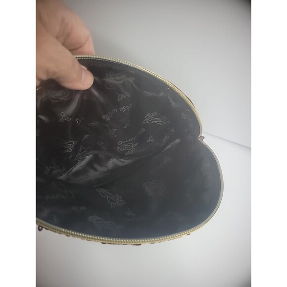 Vintage Betseyville Betsey johnson Purse Shoulder Black Gold Sequin Fold Over - Picture 7 of 15
